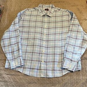 Untuckit l/s button up shirt mens‎ XXL 100% linen NWOT blue/white